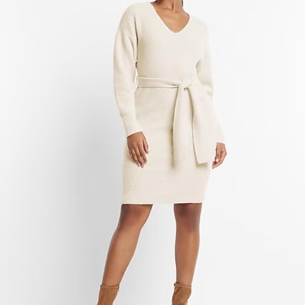 Express Cream Sweater Dress